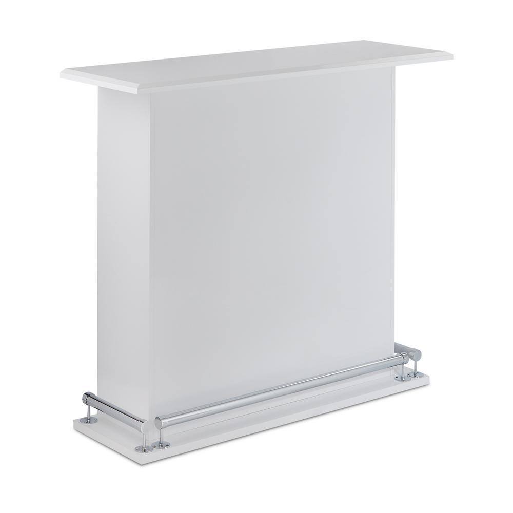 Kite High Gloss White Wooden Bar Table with Metal Footrest