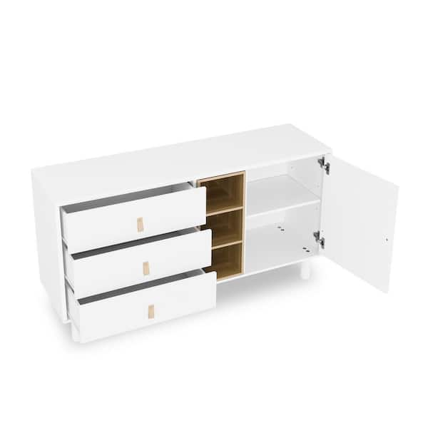 COWLOWN 55.12 in. W x 15.75 in. D x 29.53 in. H Bathroom White Linen Cabinet