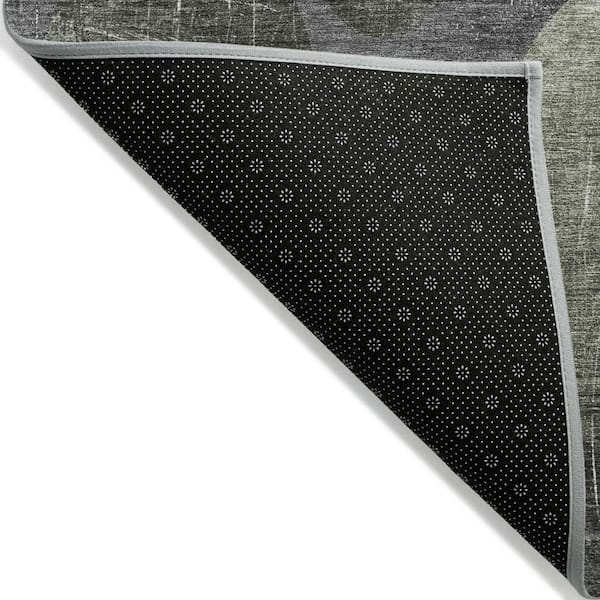 Green, Gray 9 ft. x 12 ft. Woven Abstract Polyester Rectangle Indoor / Outdoor Area Rug