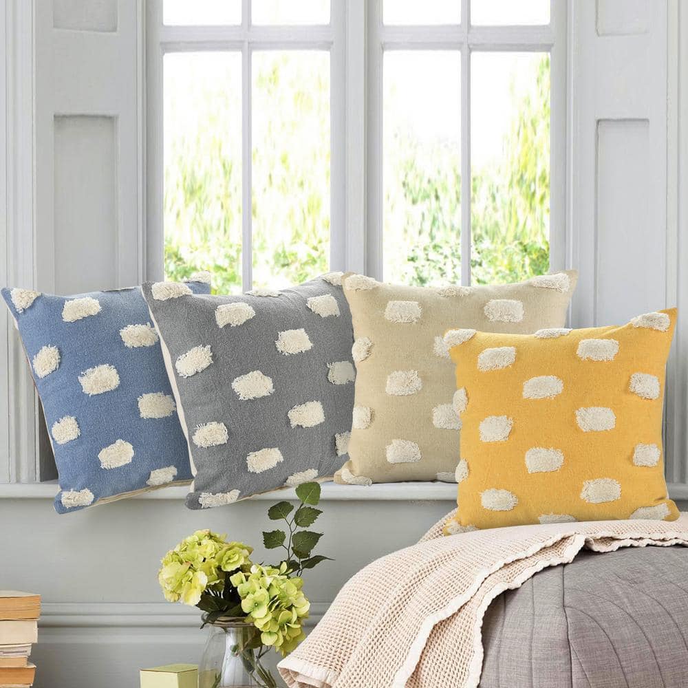 Zeal 20" Gray and White Cotton Decorative Pillow