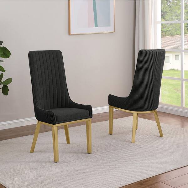 Best Quality Furniture Corina Black Teddy Fabric Side Chair Set of
