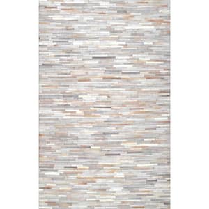 Clarity Patchwork Cowhide Beige 8 ft. x 10 ft. Area Rug