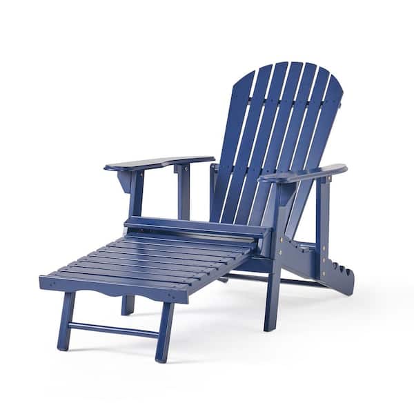 Zeus & Ruta Navy Blue Wood Adirondack (Set of 1 Chair)