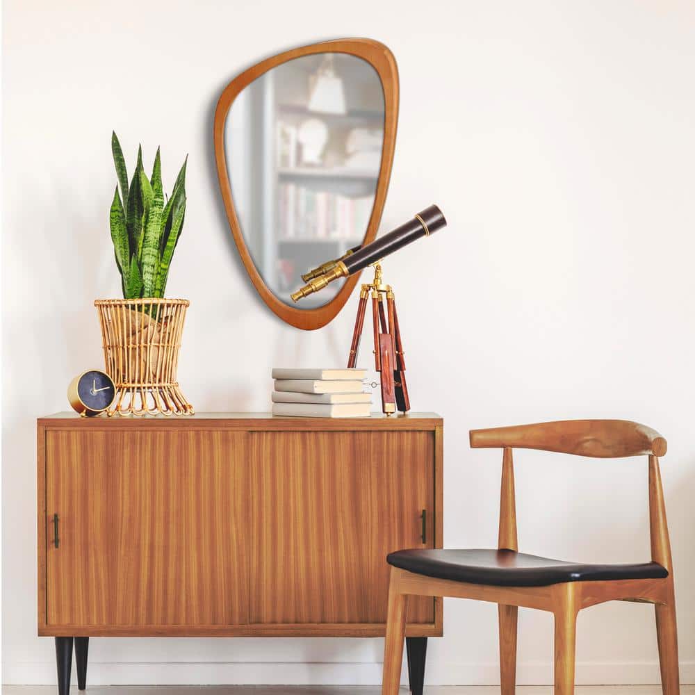 Magnifique Pine Wooden Frame Asymmetrical Wall Mirror 30.5" x 19"