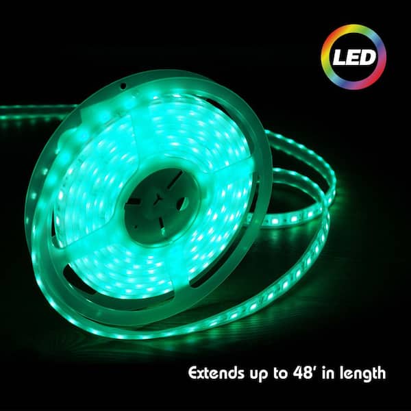 Interconnect efterår Arving Tzumi Aura 48 ft. LED Multi-Strip Light with A/C Power Adapter 7793HD - The  Home Depot