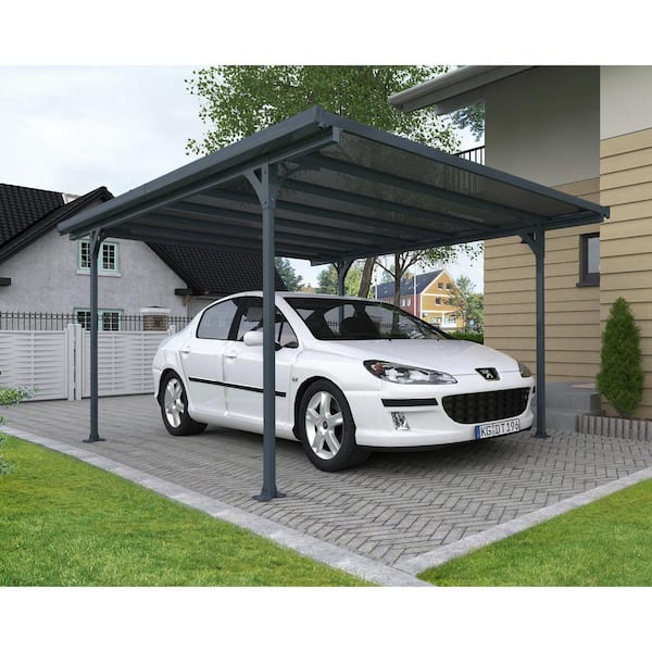 Verona 10 ft. x 16 ft. Gray/Bronze Single Metal Carport