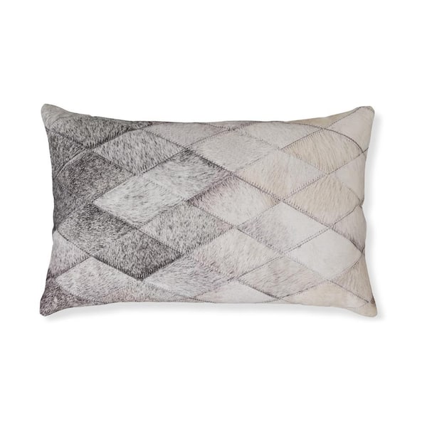 Benjara Gray and White Polyester 22 in. x 7 in. Throw Pillow (Set of 4)
