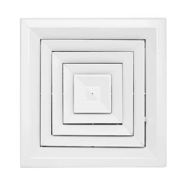 10 in. x 10 in. 4-Way Aluminum Ceiling Diffuser with Fixed Central Panel in White
