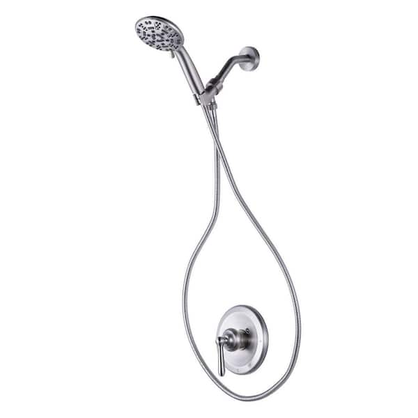 Single Handle 7-Spray Shower Faucet 1.8 GPM with Pressure Balance in Brushed Nickel (Valve Included)