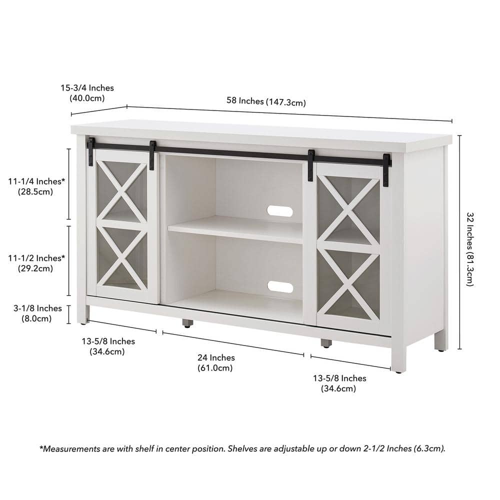 Clementine 58" White Metal TV Stand with Cabinet