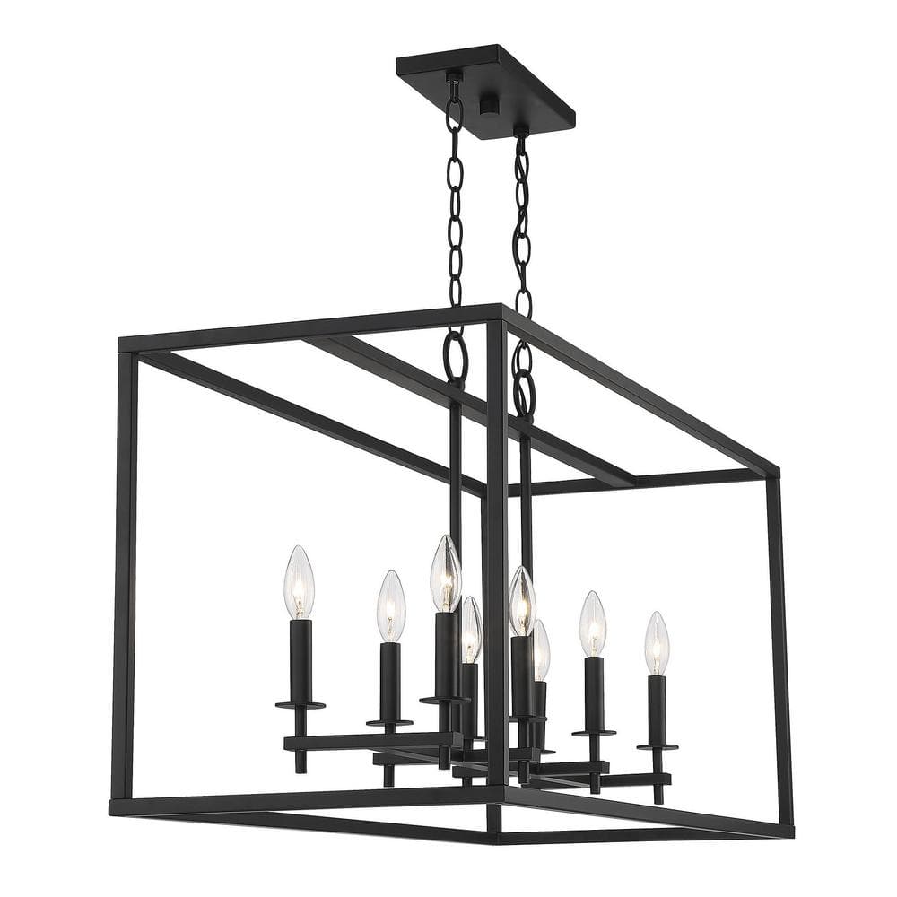 Matte Black 8-Light Outdoor Linear Chandelier by Meridian