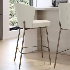 Camilla 31 in. High Back Bar Stool Cream Boucle Polyester / Bronze Metal