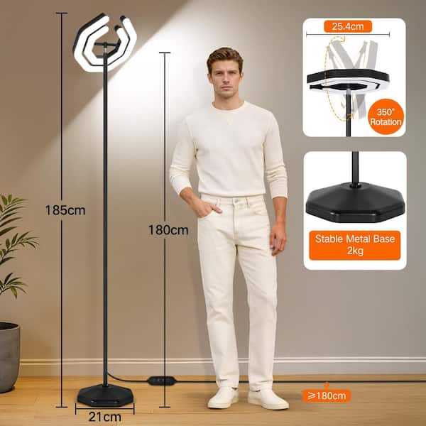 BICIK 72 in. Black LED Floor Lamp Adjustable Rotatable Standing