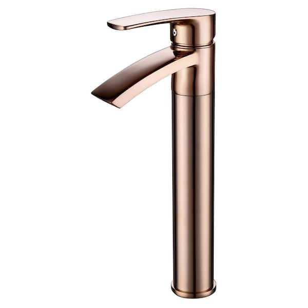 Eisen Home Ariana 12 in. Single Hole Single-Handle Vessel Bathroom Faucet with Swivel Spout in Polished Rose Gold