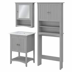 Salinas 24.21 in. W x 18.31 in. D x 34.06 in. H Single Sink Bath Vanity in Cape Cod Gray with White Wood Top and Mirror