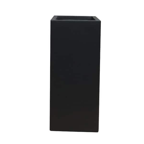 KANTE 21.65 in. H Square Charcoal Concrete/Fiberglass Tall Planter, Outdoor Indoor Lightweight Plant Pot with Drainage Hole