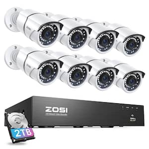 8-Channel 5MP 2TB POE NVR Security Camera System with 8 Wired Bullet Outdoor Camera, 120 ft. Night Vision