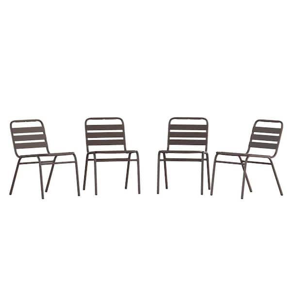 Carnegy Avenue Brown Aluminum Outdoor Dining Chair in Brown Set of 4