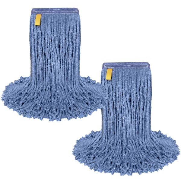 BISON LIFE 1.25 in. Cut End String Mop Blended Mop Head Refill 16 oz. Blue (2-Pack)