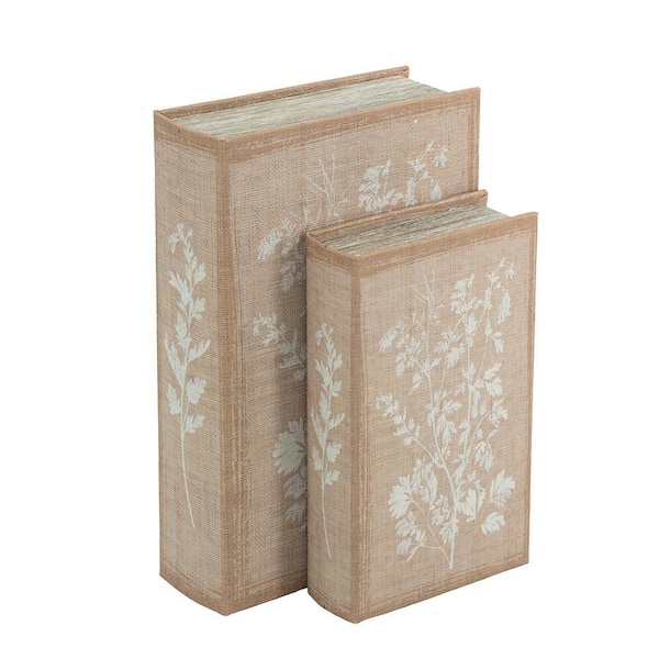 White, 11.95 in. H/8.65 in. W, Linen Fabric Decorative Book-Shaped