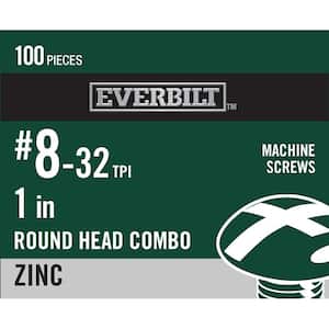#8-32 x 1 in. Combo Round Head Zinc Plated Machine Screw (100-Pack)