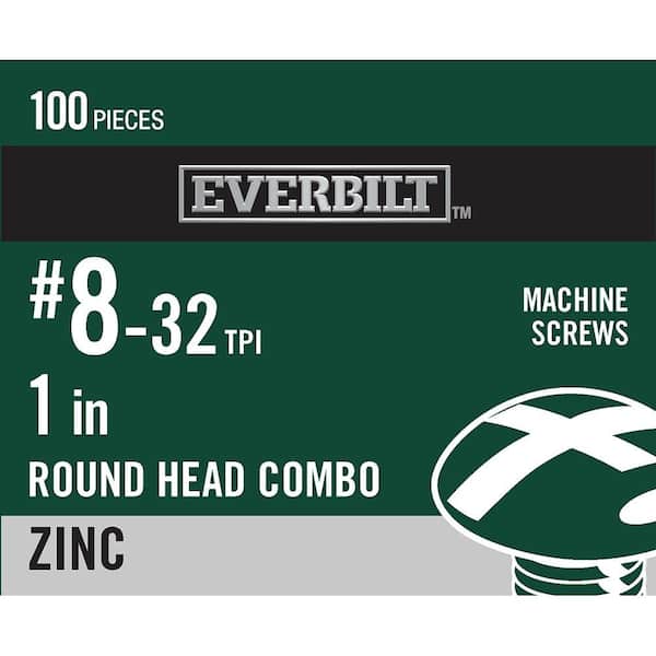 Everbilt #8-32 x 1 in. Combo Round Head Zinc Plated Machine Screw (100-Pack)