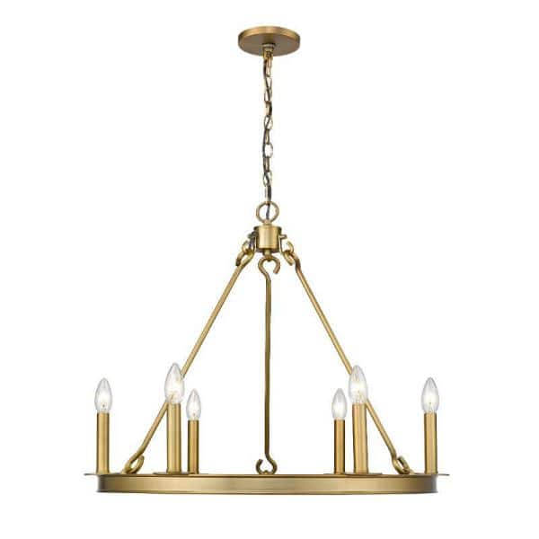 Olde Brass 6-Light Candle-Inspired Chandelier