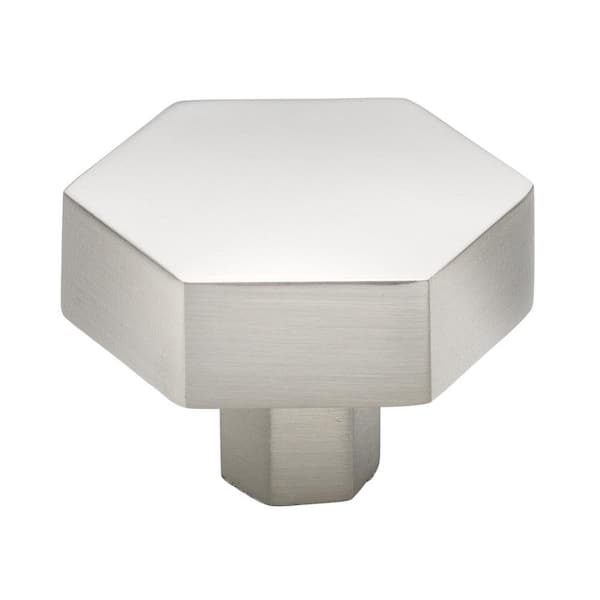 GlideRite 1-1/2 in. Satin Nickel Solid Hexagon Cabinet Drawer Knobs (10-Pack)