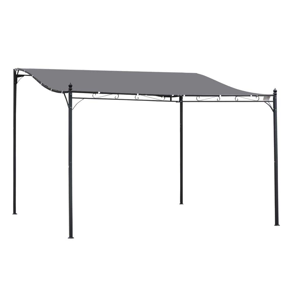 Gray 13' x 10' Steel Outdoor Pergola with Weather-Resistant Canopy