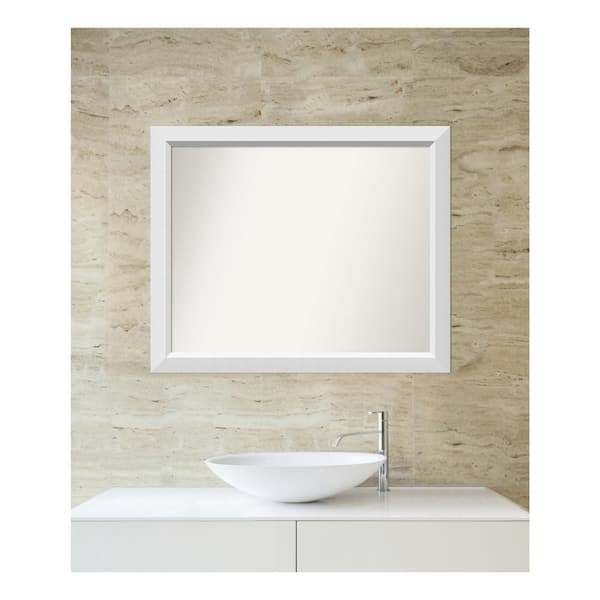 Amanti Art Blanco White 34.25 in. x 28.25 in. Custom Non-Beveled Wood Framed Bathroom Vanity Wall Mirror