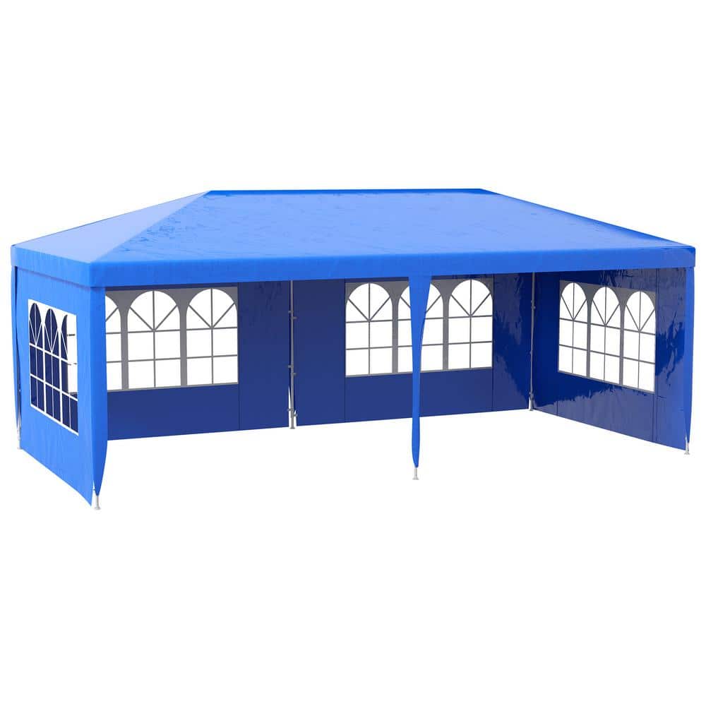 Large Blue Steel Frame Patio Canopy Tent with Sidewalls