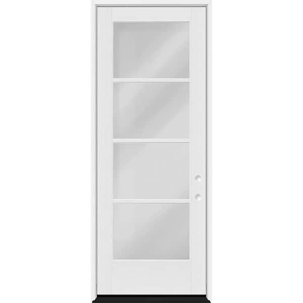 Legacy 32 in. x 96 in. Icon 4-Lite Modern Clear Glass LHIS Unfinished Fiberglass Prehung Front Door with 6-9/16 in. Jamb