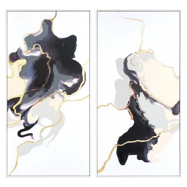 Classy Art 2-Piece Framed Mixed Media Abstract Wall Art 39 in. x 20 in ...