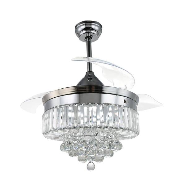 Oaks Aura Fornace 42in. LED Indoor Chrome 3-Speed Retractable Glam ...