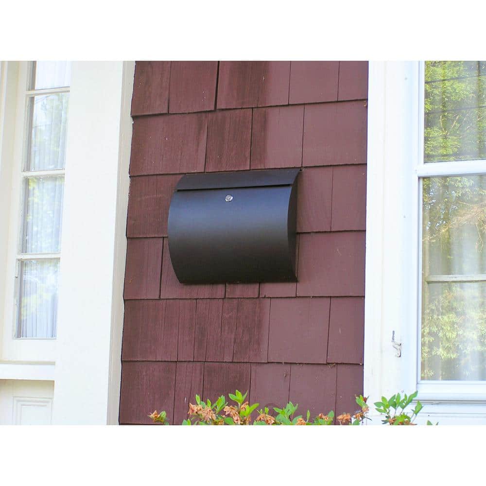 Black Locking Wall Mounted Steel Mailbox