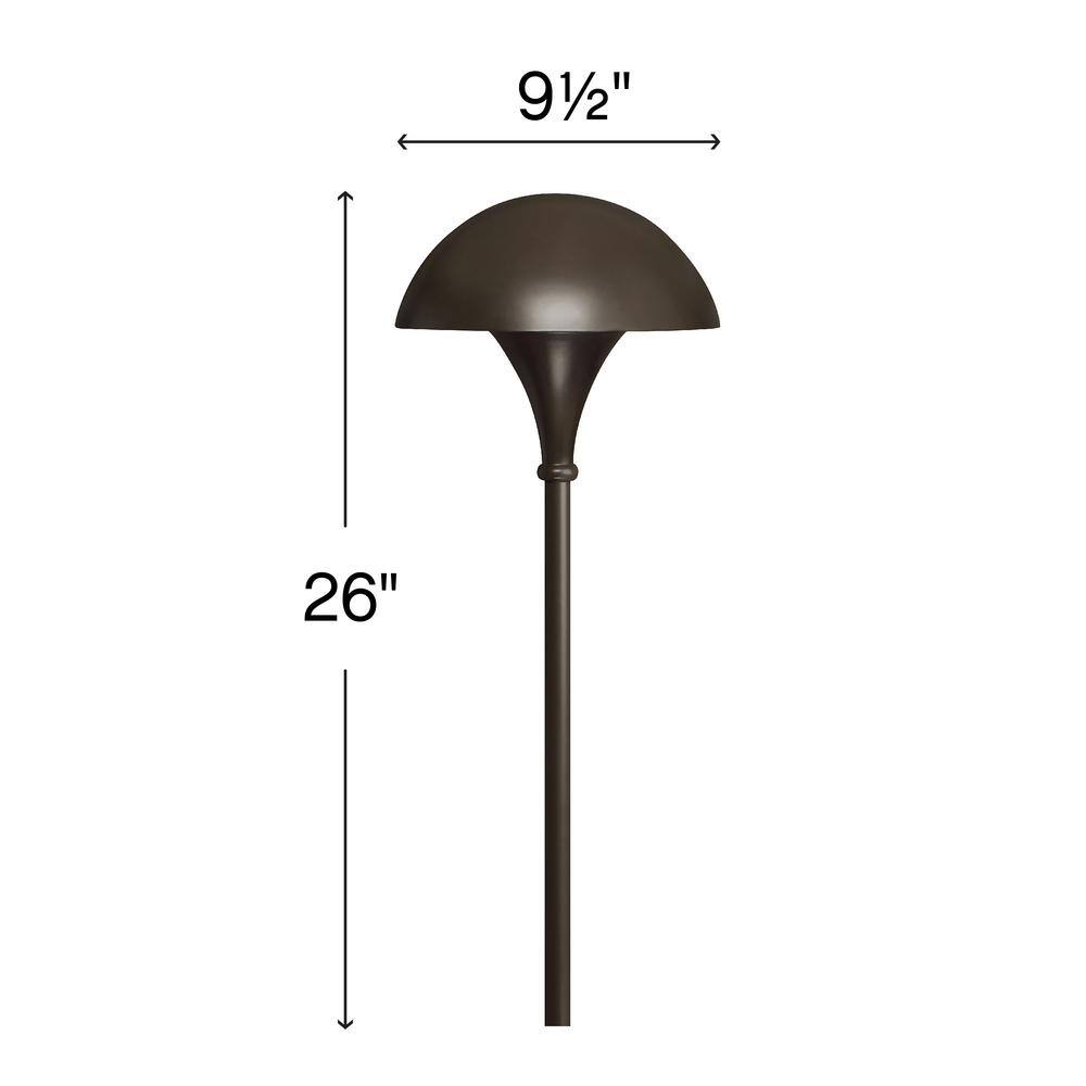 26" Bronze Aluminum Mushroom Pathway Light with Clear Acrylic Lens