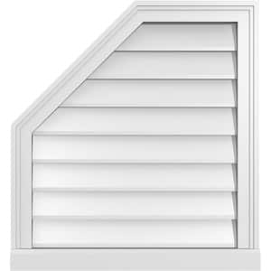 24 in. x 26 in. Octagonal Surface Mount PVC Gable Vent: Decorative with Brickmould Sill Frame