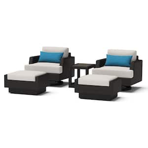 Portofino Comfort Brown 5-Piece Aluminum Patio Conversation Seating Set with Sunbrella Dove Cushions