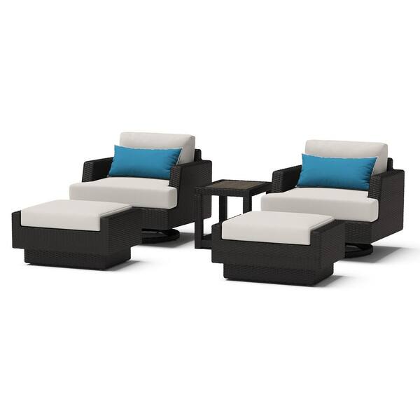 RST BRANDS Portofino Comfort Brown 5-Piece Aluminum Patio Conversation Seating Set with Sunbrella Dove Cushions