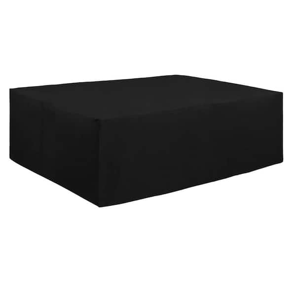 110 in. L x 84 in. W x 28 in. H Black Heavy Duty Waterproof Outdoor Patio Furniture Cover for Rectangular Table Chairs