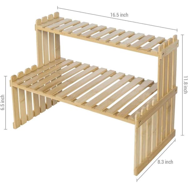 FAWEY TRED INC Natural Bamboo Wood Plant Stand 2 Tier Desktop