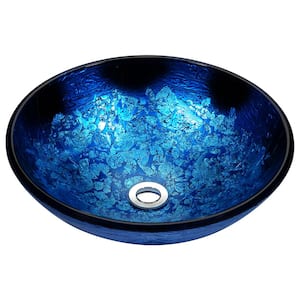 Stellar Series Deco-Glass Vessel Sink in Blue Blaze