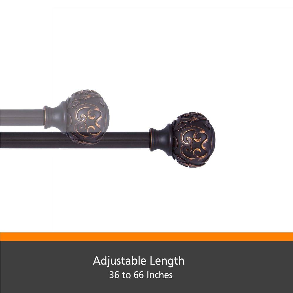 Oil Rubbed Bronze Decorative Curtain Rod with Scroll Finials