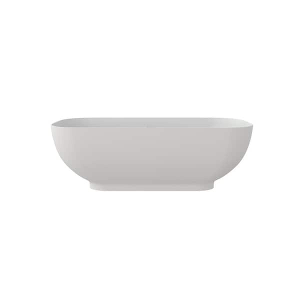 CASAINC 65 in. x 30 in. Freestanding Stone Resin Solid Surface Soaking Bathtub in Matte White