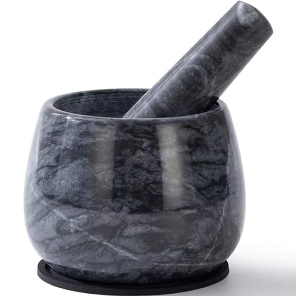 Heavy Duty Natural Marble Mortar and Pestle Set Polished Stone Grinder Bowl Spice Herb Guacamole Salsa price history on PriceWatchPro