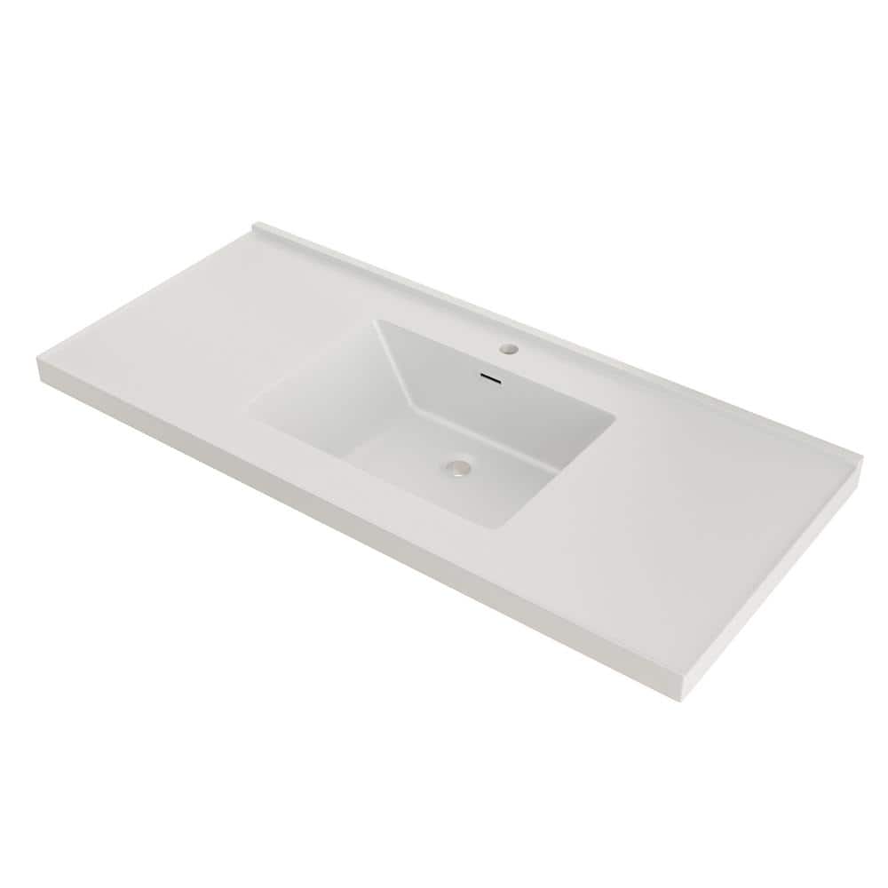 Baily 48 in. W x 22 in. D Solid Surface White Rectangular Single Sink Bathroom Vanity Top in White price history on PriceWatchPro