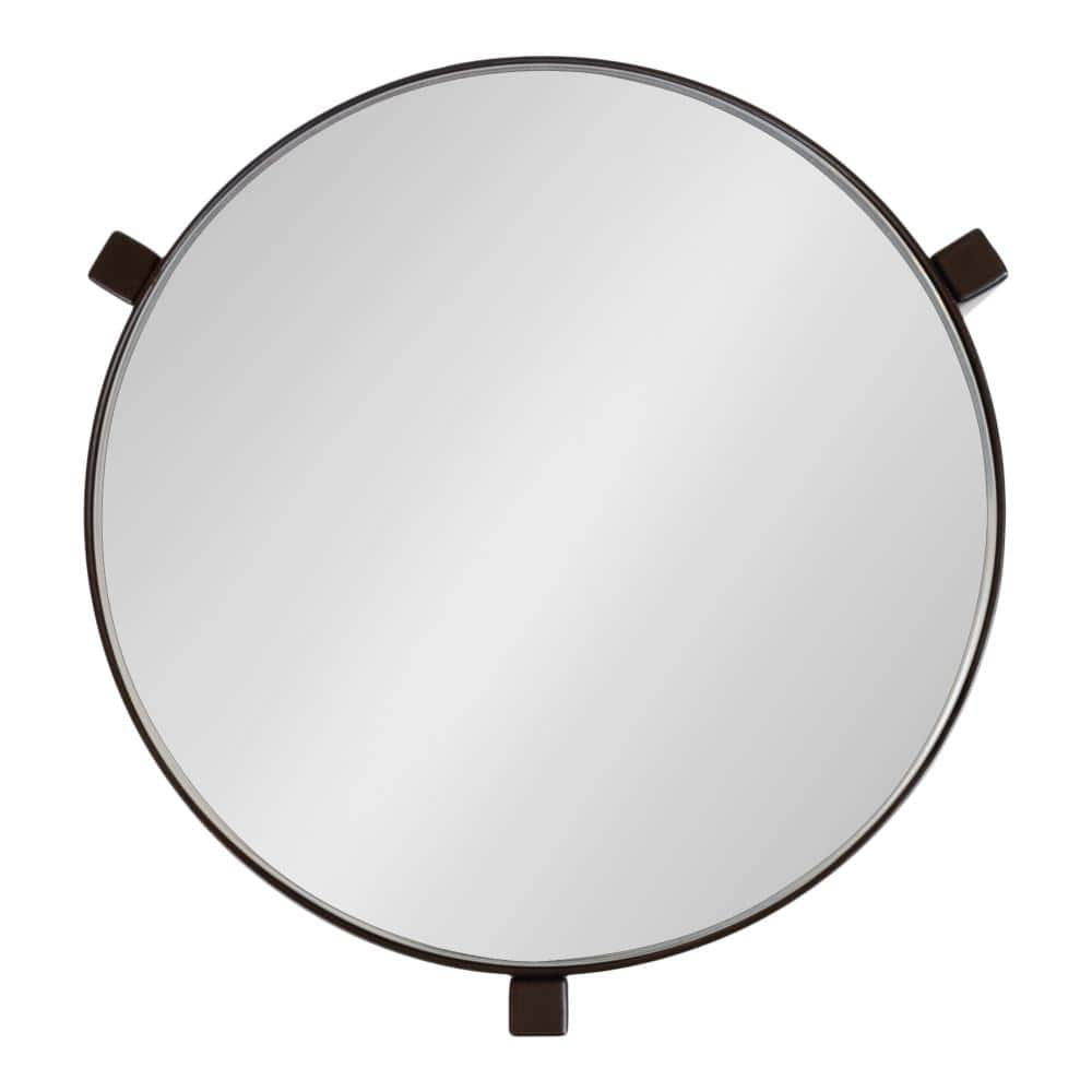 Bronze Metal Mirrored Round Drink Table, 9 x 9 x 23