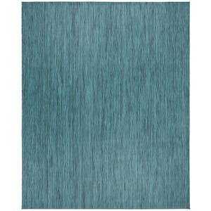 Beach House Turquoise 8 ft. x 10 ft. Striped Indoor/Outdoor Area Rug