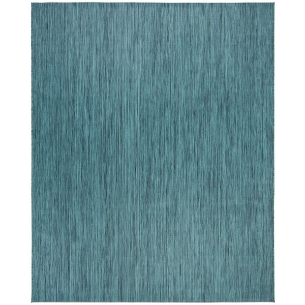 SAFAVIEH Beach House Turquoise 8 ft. x 10 ft. Striped Indoor/Outdoor Patio  Area Rug