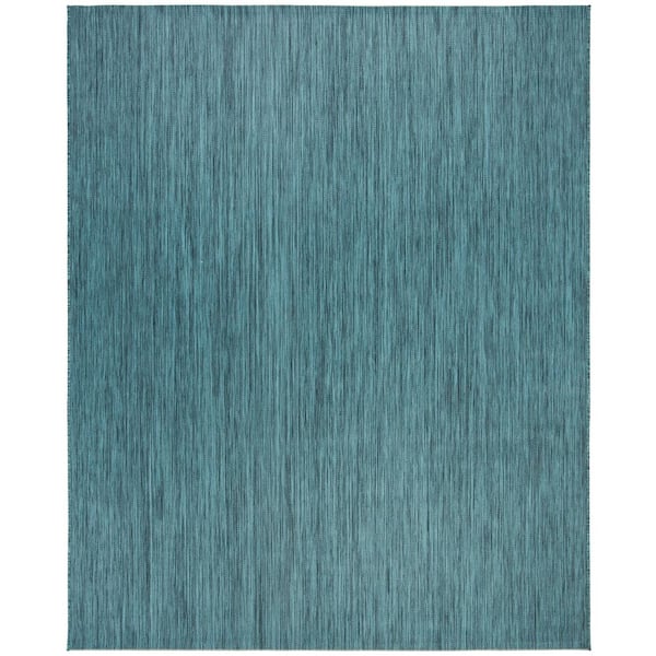 SAFAVIEH Beach House Turquoise 9 ft. x 12 ft. Geometric Indoor/Outdoor Patio  Area Rug